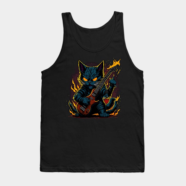 Heavy metal Cat, Hard Rock, Kitten Tank Top by Stoiceveryday